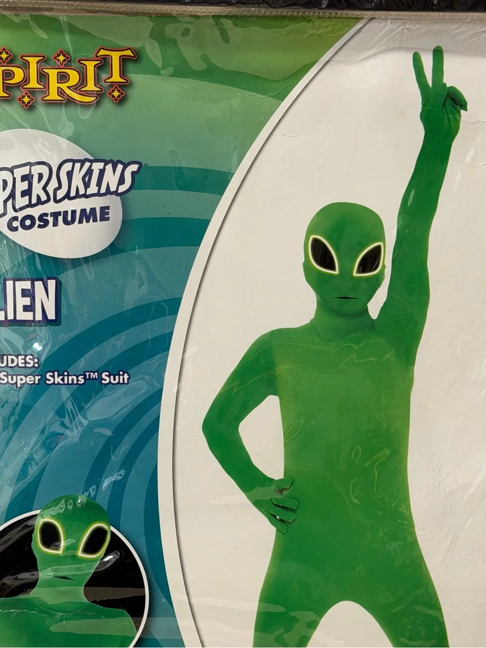 Spirit Green Alien SuperSkins Costume Sz M 8/10
